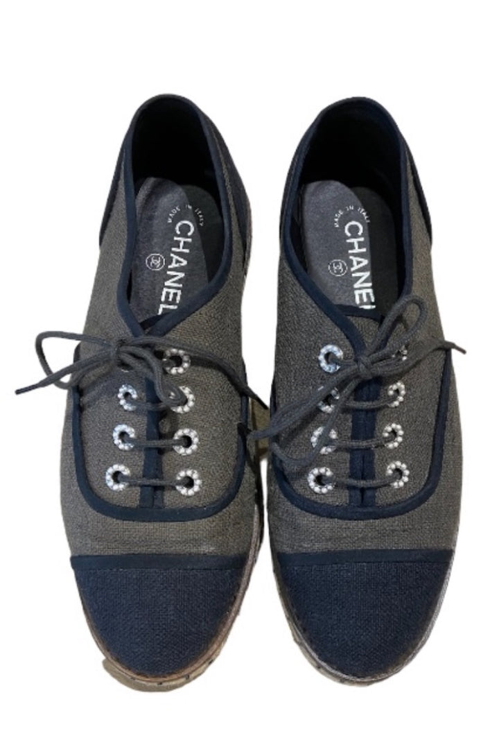 Gris et Bleu Marin CHANEL Chaussures, 8